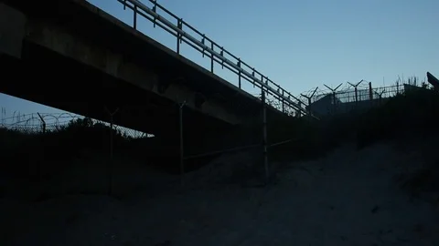 Beach Pier with Fence Stock Footage 71246927