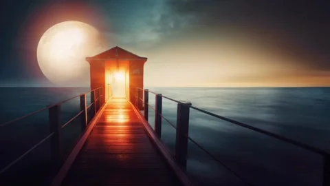 Beach Pier at Night Stock Footage 243606721