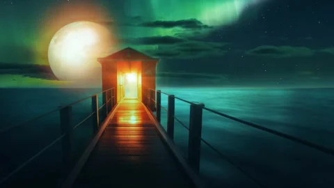 Beach Pier at Night ll Stock Footage 243606714