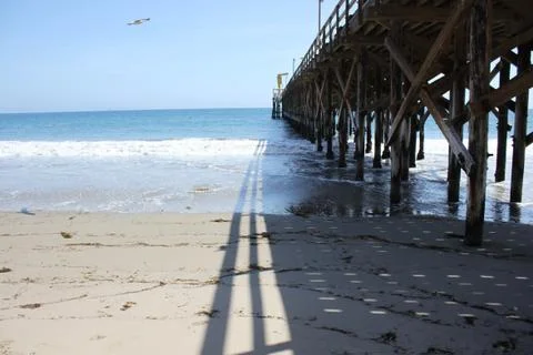 Beach Pier on the Right Stock Photos