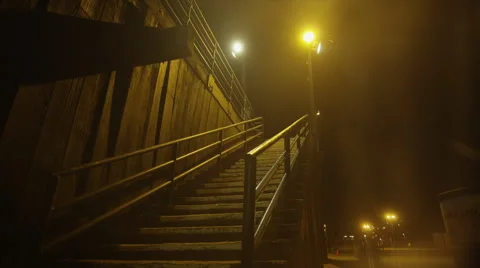 Beach Pier Steps Night 1 Stock-Footage 52085277