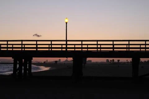 Beach Pier at Sunset Stock Photos