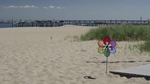 Beach pinwheel cape cod day cloudless sky Video stock 39586726