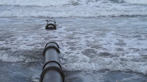 Beach pipe broken Video stock 45816995