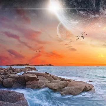 Beach planet landscape Illustration