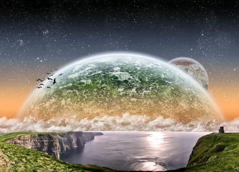Beach planet landscape Stock Illustration