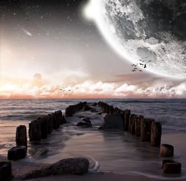 Beach planet landscape 스톡 사진