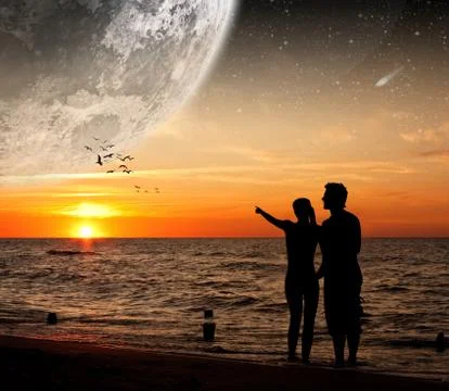 Beach planet landscape Stock Photos