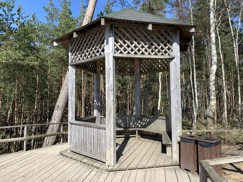 Beach platform with gazebo Stock Photos