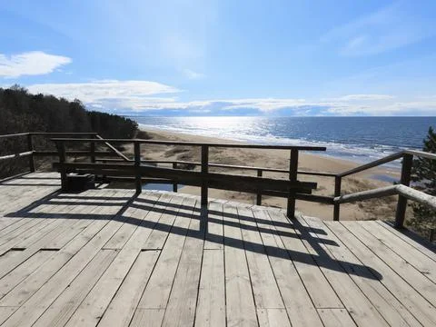 Beach platform with railing Stock Photos