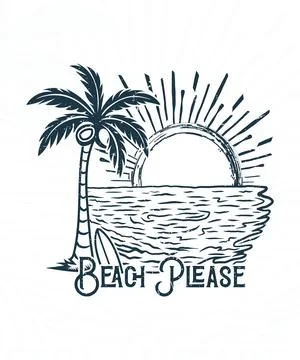 Beach please hand drawing summer t shirt design Stock Illustration