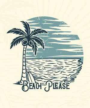 Beach please vector art summer t shirt design illustration Stock Illustration