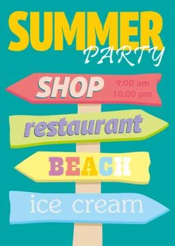 Beach pointers. Index trends for different institutions. The arrow direction. Stock Illustration