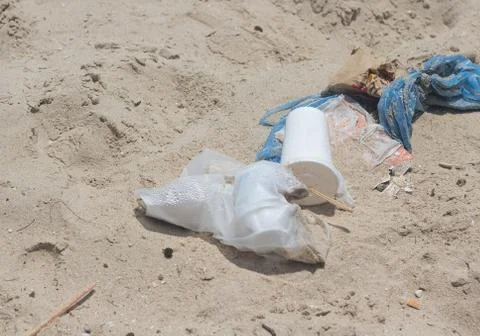 Beach Pollution Concept Stock Photos