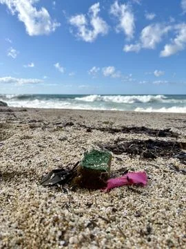 Beach pollution ecology Stock Photos