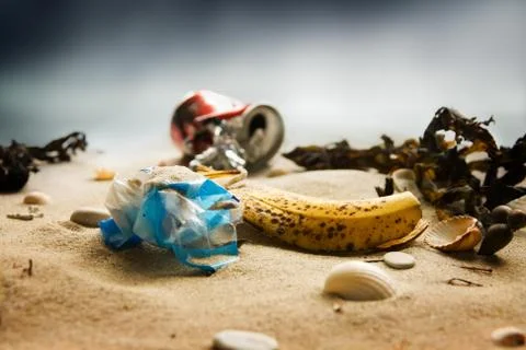 Beach pollution Stock Photos