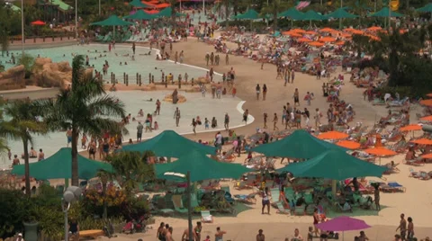 Beach Pool Area at Water Park Video stock 30563626