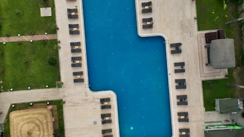 Beach Pool Bar aerial view 4k Stock Footage 221834420