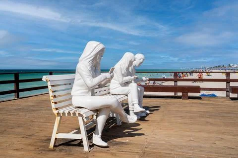 The beach of Progreso, a popular beach town near Merida in Mexico Stock Photos