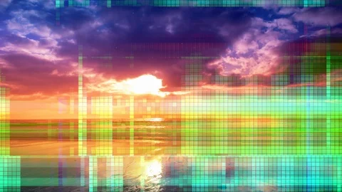 Beach psychedelic trippy sunset sea summer holiday Stock Footage 97584458