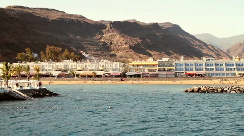 Beach of Puerto de Mogan Stock Footage 6961705