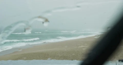 Beach rain audio fast speed windshield wiper Vídeo Stock 110706942