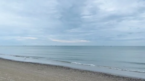 Beach rain clouds, sunset Видео 341176646