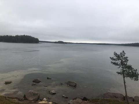 Beach on a rainy day Stock Photos