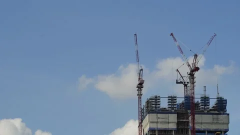 Beach Rd Construction Cranes Stock Footage 196448923