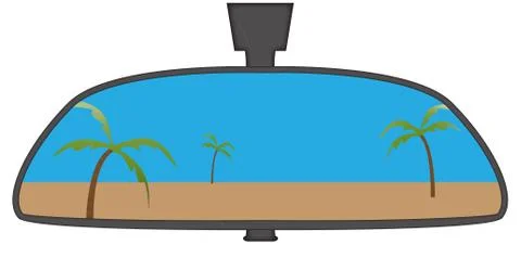 Beach In Rear View Mirror Stock Illustration