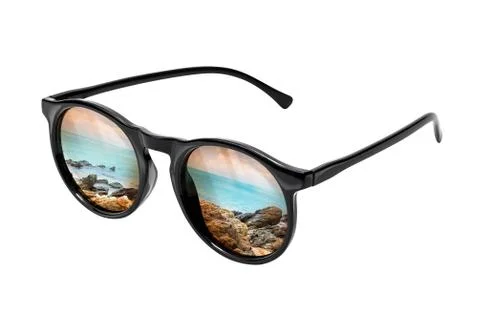 Beach reflection on sunglasses Stock Photos