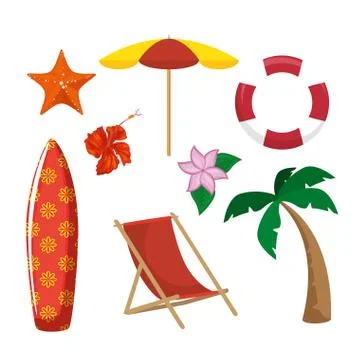 Beach related objects design Illustrazione stock