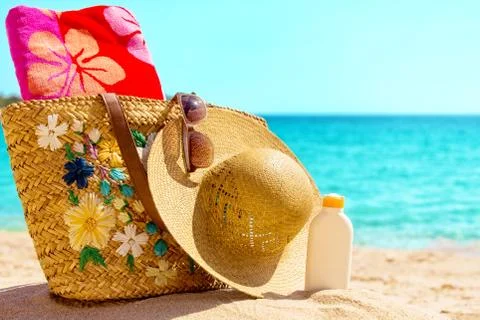 Beach relaxation concept. Stockfoto's
