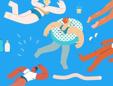 Beach resort activities, modern flat vector illustration Stock Illustration