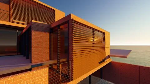 Beach resort with blue sky 3d rendering 库存插图