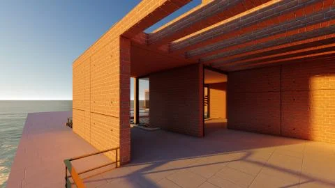 Beach resort with blue sky 3d rendering Stock-Illustration