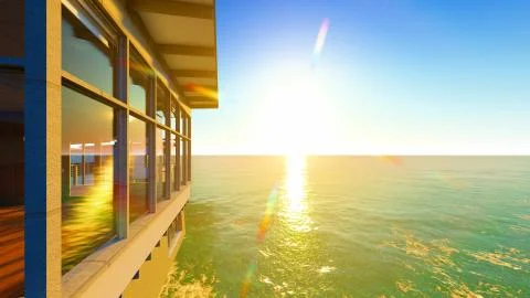 Beach resort with blue sky 3d rendering Illustrazione stock