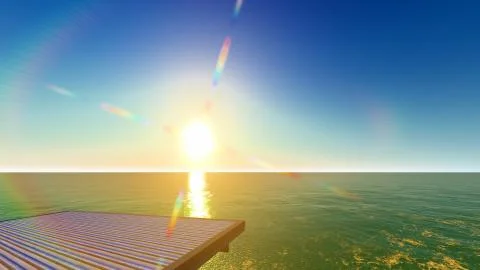 Beach resort with blue sky 3d rendering 스톡 일러스트