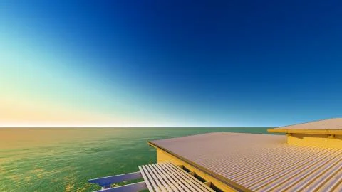 Beach resort with blue sky 3d rendering Ilustración de archivo
