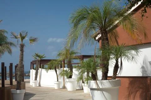 Beach resort corridor Stock Photos