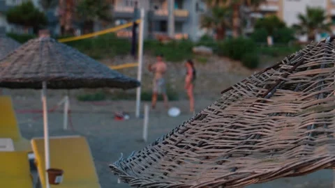 Beach Resort at Sunset Stock Footage 339706796