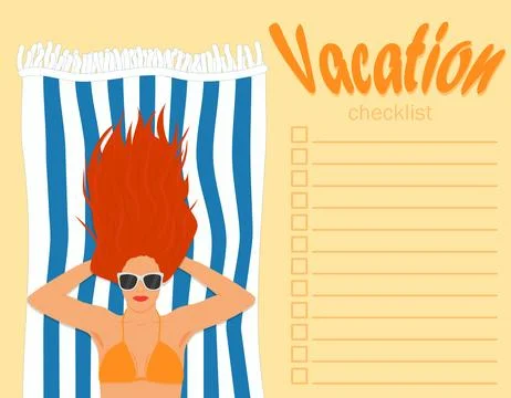 Beach Resort Vacation Checklist Stock Illustration