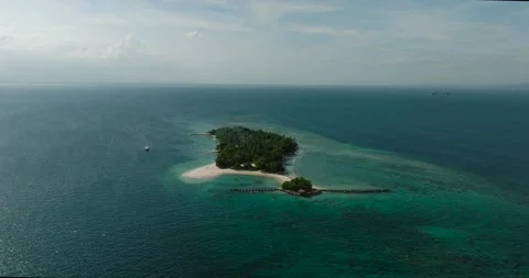 Beach resort with white sandy beach in Samal, Davao. Philippines. Stock Footage 251775831