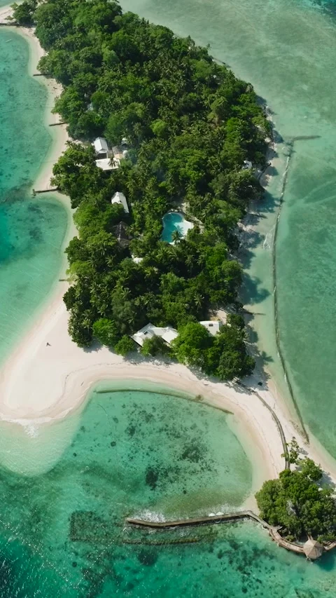 Beach resort with white sandy beach in Samal, Davao. Philippines. Stock Footage 260236094