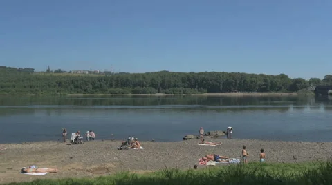 Beach River people Timelapse Stock Footage 65774620