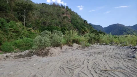 Beach at a river with a sand mesh Vidéo 282217483