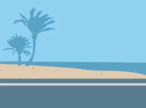 Beach roaad background illustration Stock Illustration