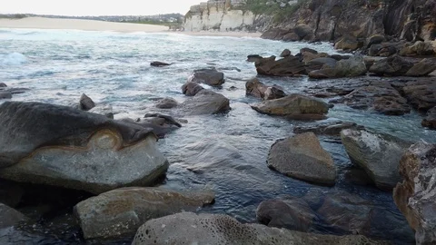 Beach rock coastline Video stock 113944868