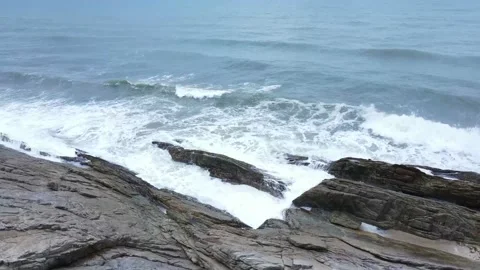 BEACH ROCK WAVE Stock Footage 156720476