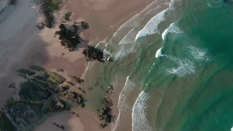 Beach with rocks from above Stock Footage 132439646